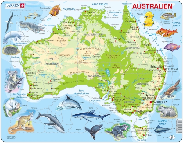 Australien-karta med djur
