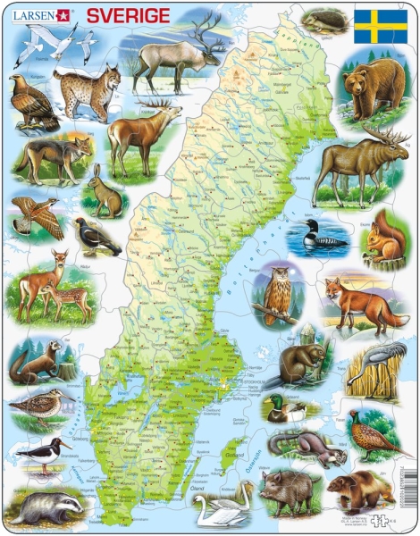 Sverige med delar av vårt djurliv